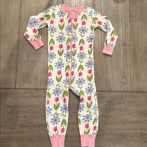 Hanna Andersson Zip Sleeper Long Sleeve Tulips Pink One Piece PJs
